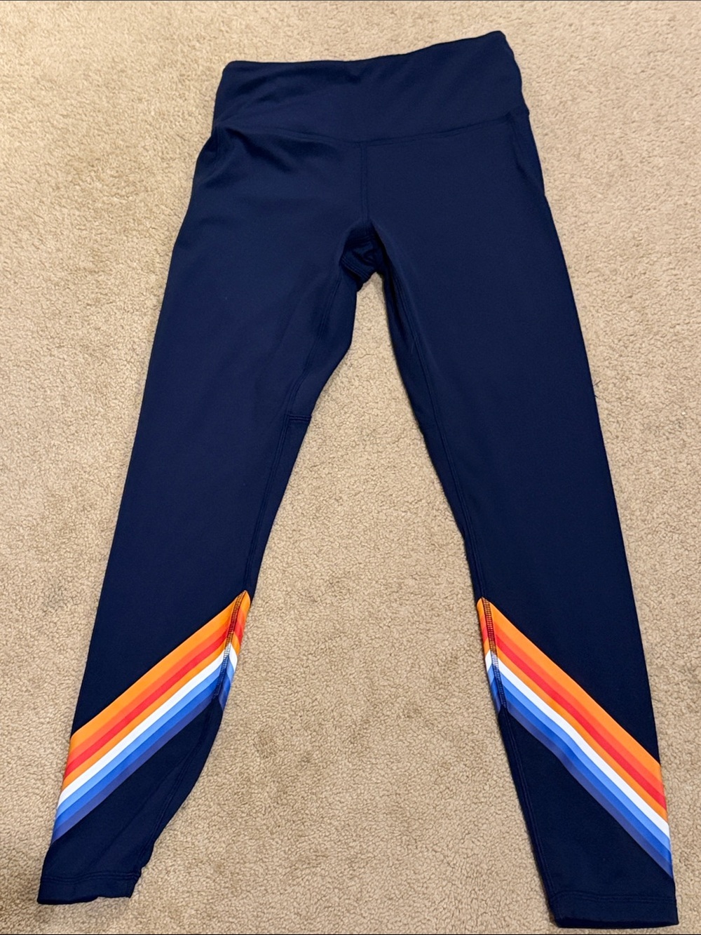 Tory Sport Navy Joggers with Retro Rainbow Chevron - Picture 4 of 7